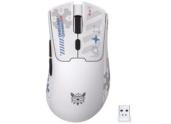 ONIKUMA DM01 Tri-Mode Wireless Gaming Mouse with 12800 DPI, 50H Battery Life, 1000Hz Polling Rate, 2.4GHz Wireless, Bluetooth and Wired Connectivity, Lightweight Ergonomic Design for Windows, Mac, iOS, Android and Linux (White)